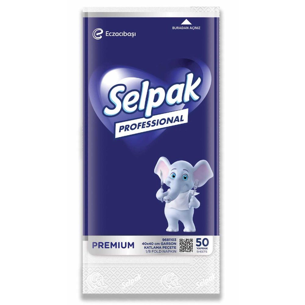 Selpak Professional Premium Garson Katlama Peçete 40x40 Beyaz 50li