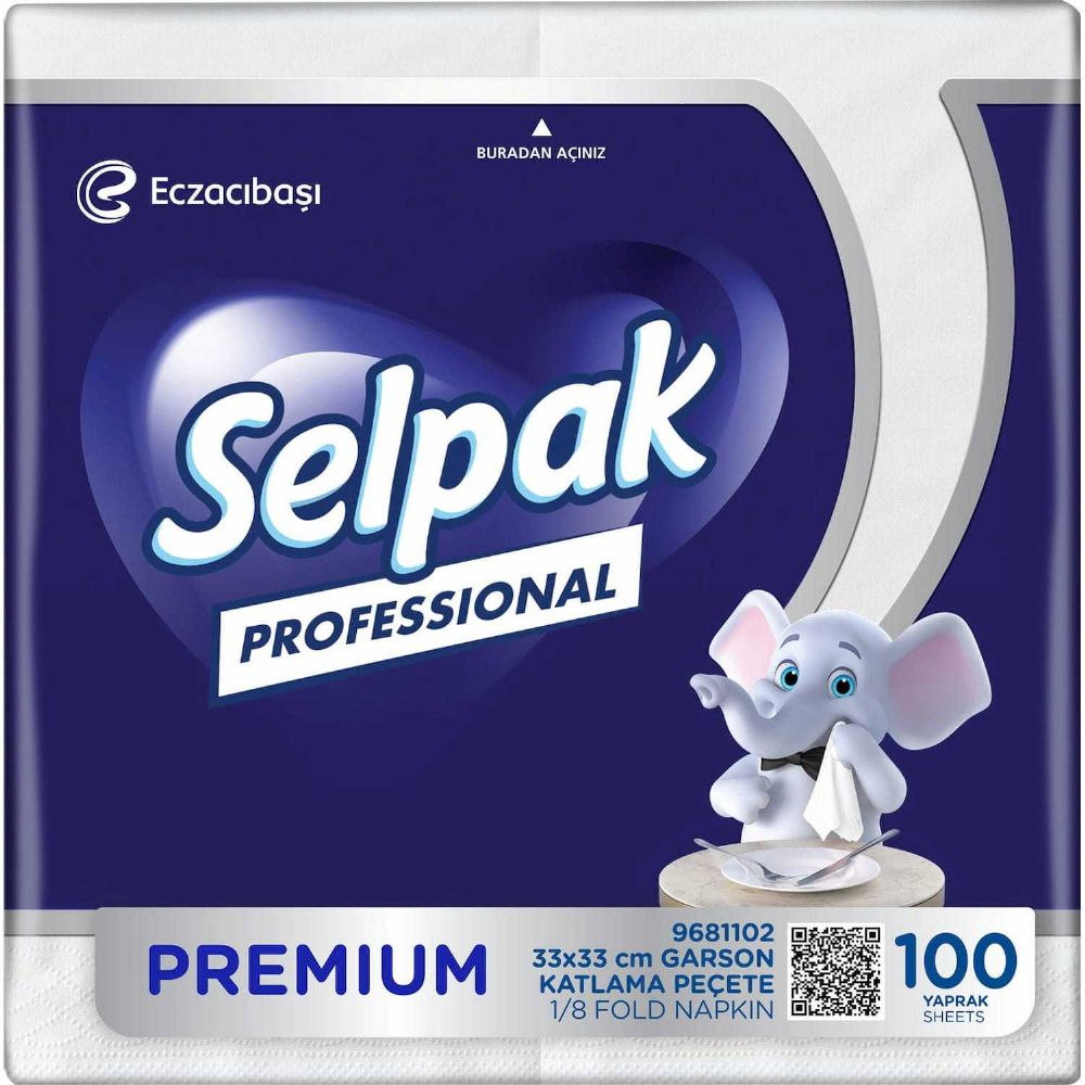 Selpak Professional Premium Garson Katlama Peçete 33x33 100lü